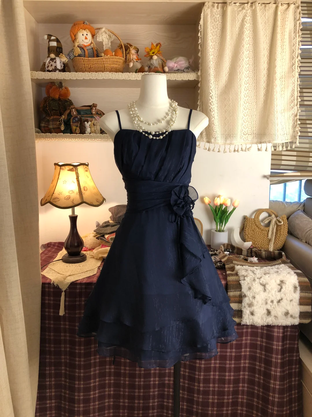 Navy Blue Vintage Short Party Dress, Birthday Outfits Homecoming Dress    S6887