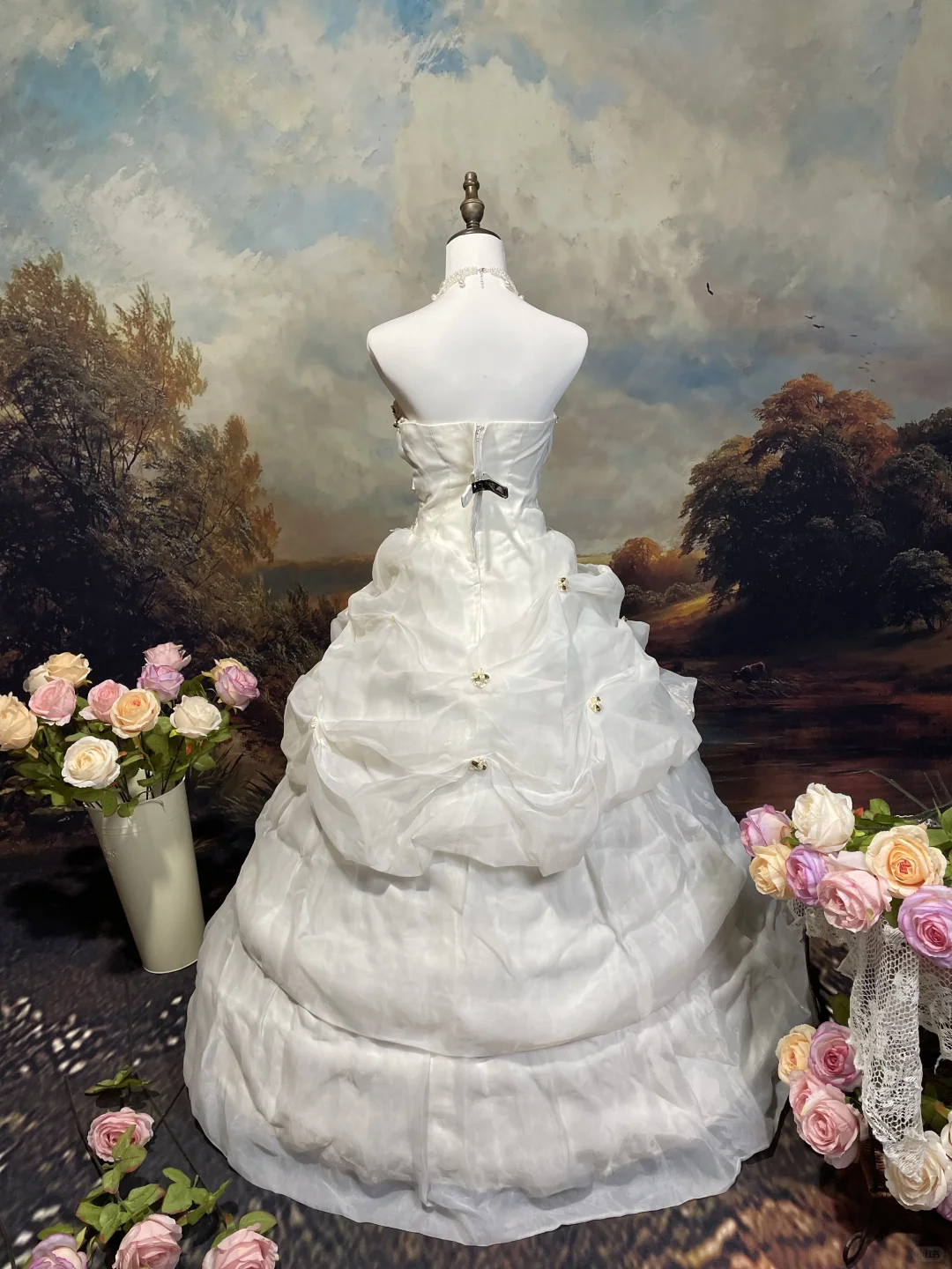 A Line White Vintage Long Wedding Dresses       S6871