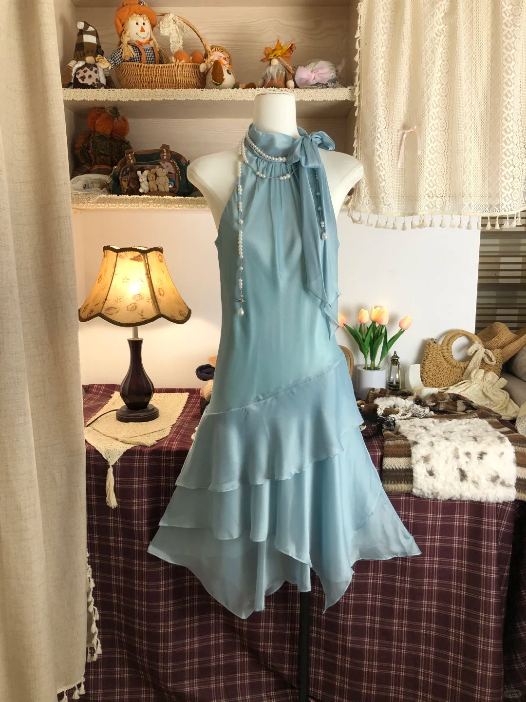 Blue Vintage Short Party Dress, Birthday Outfits, Homecoming Dress    S6893