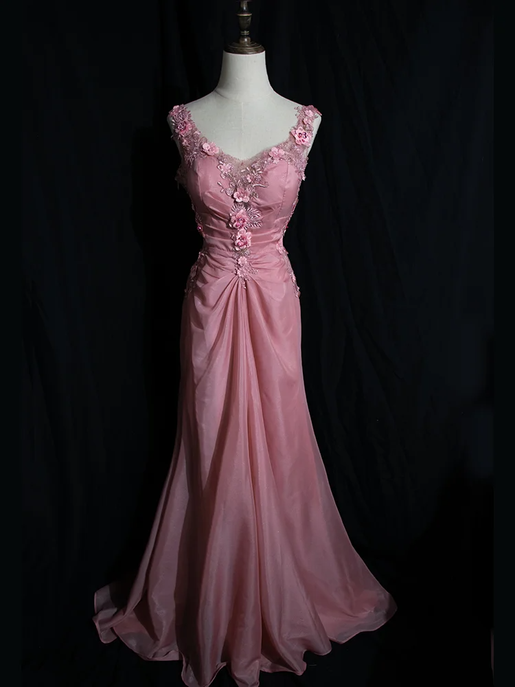 Long Evening Dress Pink Party Dress, Formal Evening Gowns     S6880