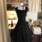 Black Lace Vintage Short Party Dress, Birthday Outfits     S6886
