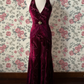 Burgundy Halter Party Dress, Long Formal Evening Gowns     S6877