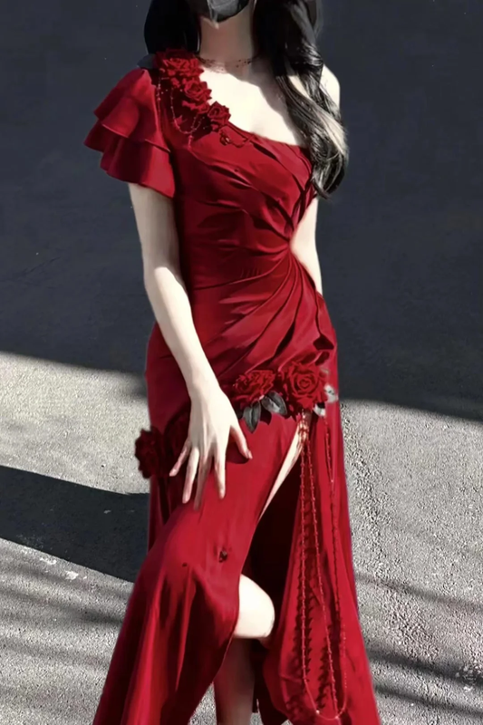 Red Long Party Dress, Formal Evening Gowns     S6881
