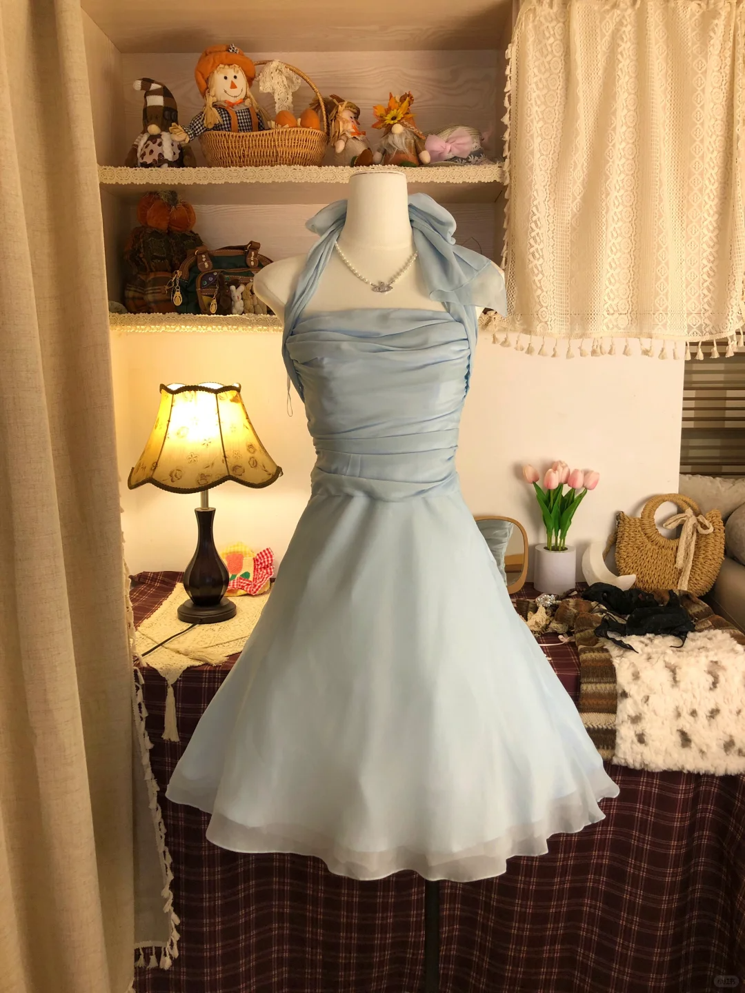 Blue Vintage Short Party Dress, Birthday Outfits     S6885