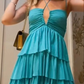 A Line Halter Short Party Dress, Birthday Outfits, Homecoming Dress    S6898