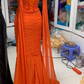 Orange Mermaid Party Dress, Long Formal Evening Gowns     S6864