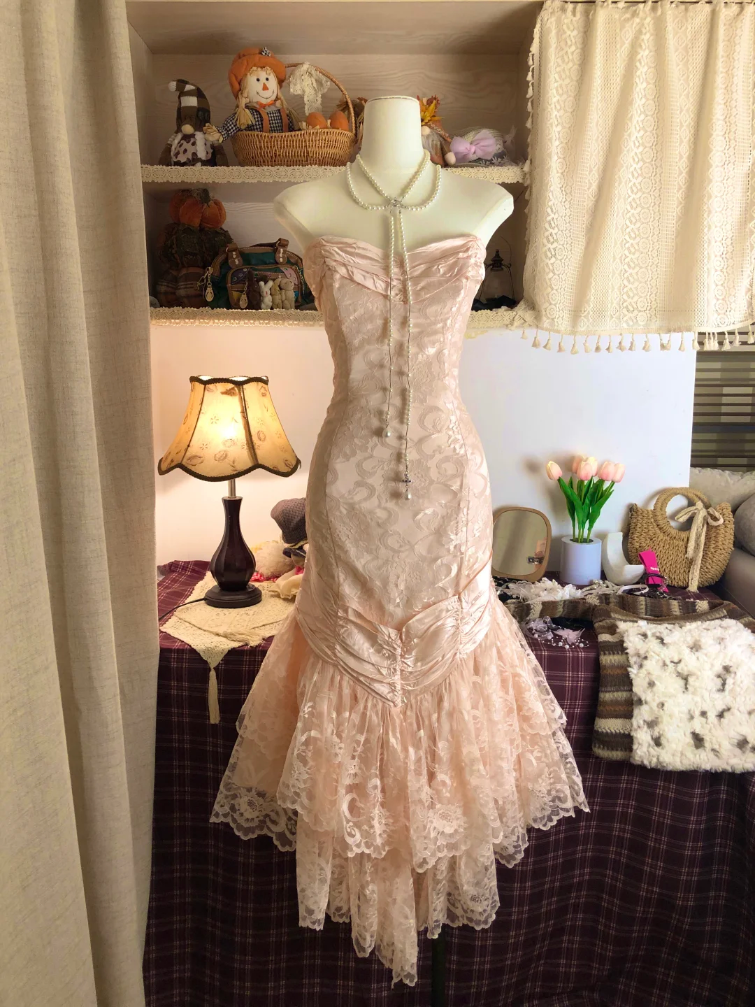 Pink Lace Party Dress, Formal Evening Gowns     S6894