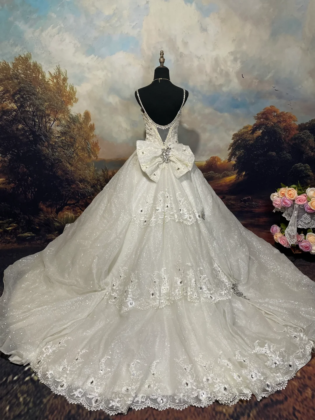 A Line White Vintage Long Wedding Dresses Princess Bridal Gown        S6874