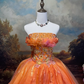 A Line Orange Ball Gown Party Dress, Long Formal Evening Gowns     S6873