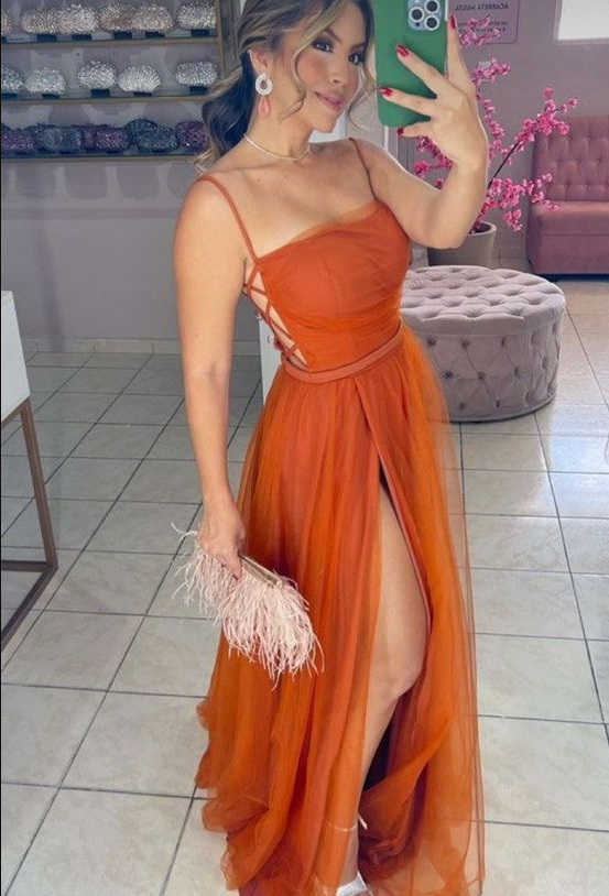 Orange Tulle Prom Dresses, Evening Formal Gown        S2980