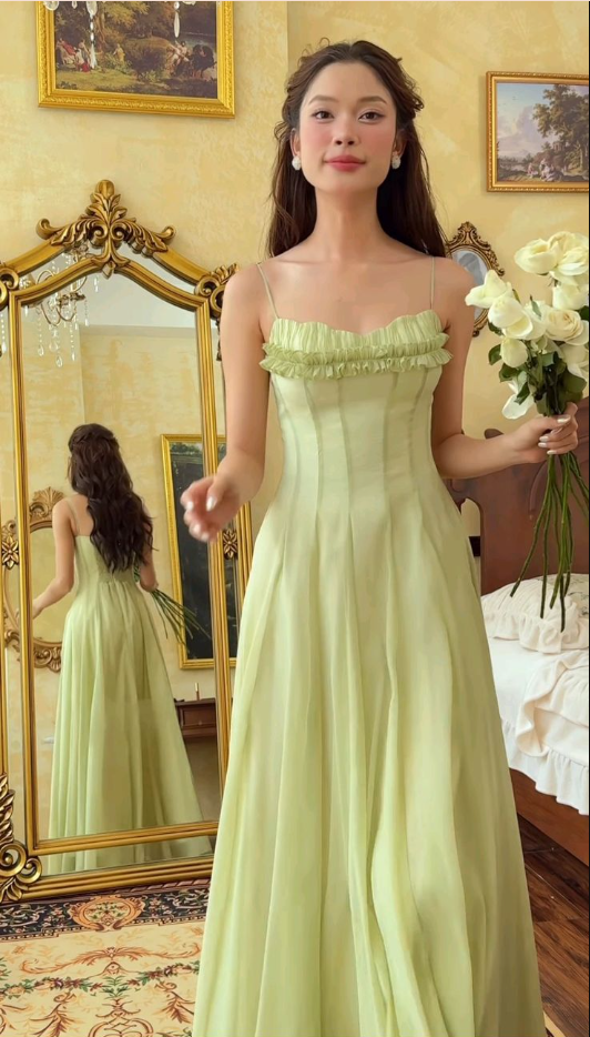 A Line green long prom dress, evening dress for women   S6838