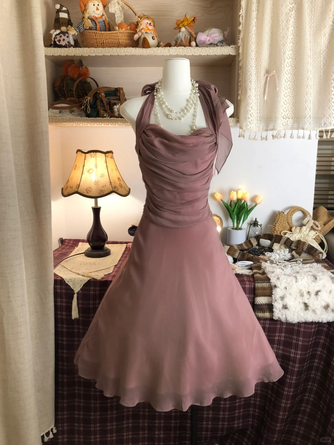 A Line Halter Vintage Short Party Dress, Birthday Outfits, Homecoming Dress    S6892