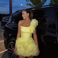 Yellow One Shoudler Sleeveless Homecoming Dress    S6935