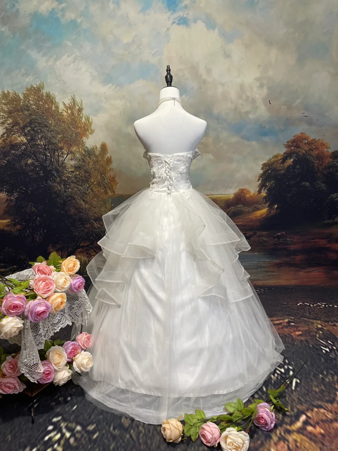 A Line White Vintage Long Wedding Dresses Princess Bridal Gown        S6875
