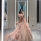 A Line Tulle Pink Evening Dress Long Prom Dress       S6344