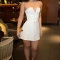 White Sleeveless V Neck Short Homecoming Dress       S6317