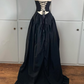 A line Black Halter Evening Dress Long Prom Dress      S6756
