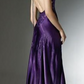 Purple Satin Party Prom Dresses Sexy Long Evening Dress       S6601