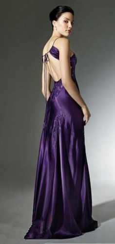 Purple Satin Party Prom Dresses Sexy Long Evening Dress       S6601