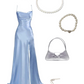 Simple Blue Elegant Long Prom Dress Evening Dress        S6645