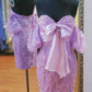 Sweetheart Lace Tight Mini Dress Lavender Homecoming Dress        S3667