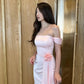 Off The Shoulder Pink Long Prom Dress Formal Evening Party Dress        S6746