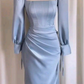 Sky Blue Satin Long Evening Dress Party Dress Prom Dress       S6698