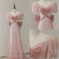 A line Short Sleeves Sequin Long Prom Dress       S6502