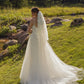 Sexy Tulle A-Line Square Spaghetti Straps Empire Appliques With Tulle Train Wedding Dress      S6917