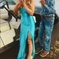 Blue Satin Sexy Long Prom Dress,Evening Dress      S6679