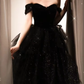 Off-Shoulder Dress, Elegant Black Evening Gown for Prom or Wedding       S6416
