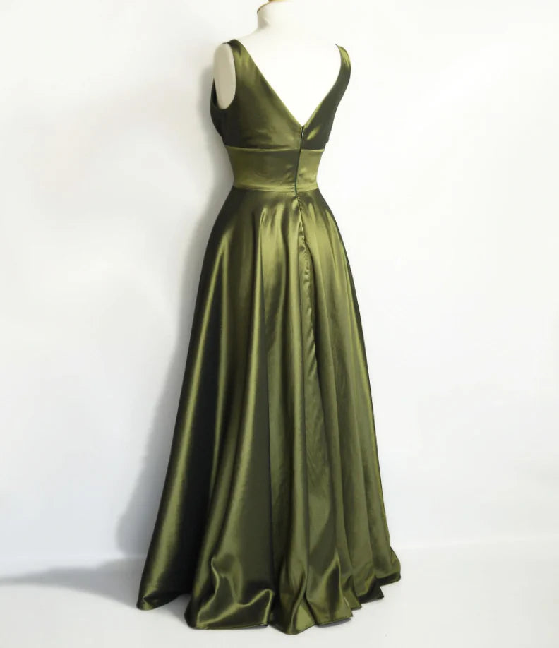 Olive Green Bridesmaid Dresses Prom Dress      S6697