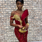 Burgundy African mermaid wedding dress, engagement dress, mermaid prom dress      S6803