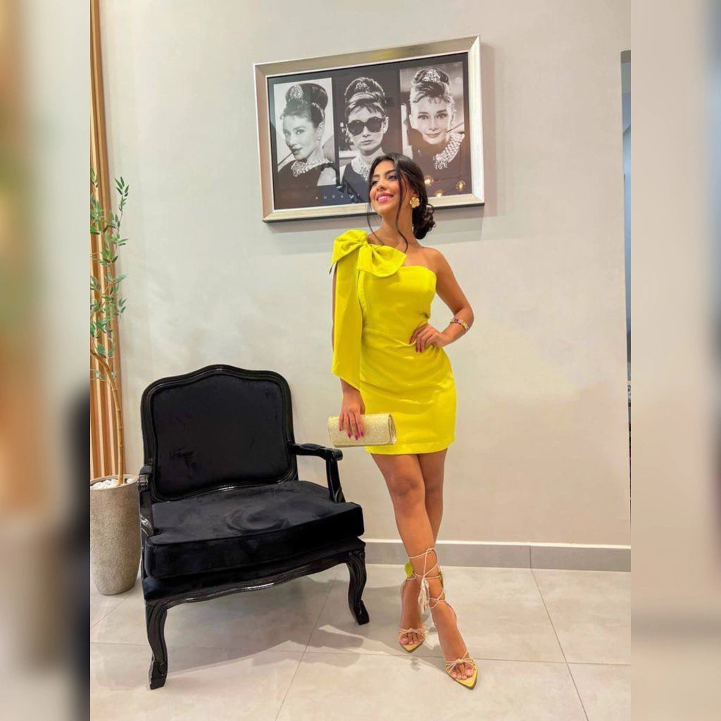 Yellow Short Prom Gown New Arrival Women Dress       S5084