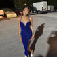 Royal Blue Sequin Evening Dress Sleeveless Women Sexy Party Dresses      S6776