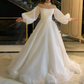 A Line Tulle Long Wedding Dresses A Line White Bridal Gown        S6408