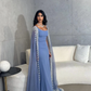 Cape Sleeves Luxury Evening Dresses Women Elegant Long Formal Prom Dress      S6822