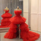 red ball gown long prom dress, evening dress    S775