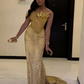 Gold Mermaid Evening Dresses, Women Elegant Long Formal Prom Dress      S6823