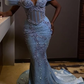 Blue Mermaid Long Prom Dresses, Evening Gown For Black Girl      S6802