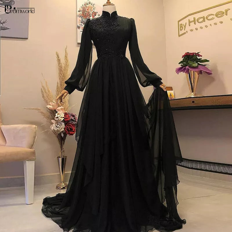 Black Long prom dress Evening Party Dress    S1182