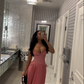 Sexy pink long party prom dress evening dress     S6772