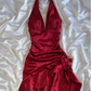 Elegant Red Evening Gown Irregular Formal Dresses Halter Prom Dresses         S6468