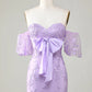 Sweetheart Lace Tight Mini Dress Lavender Homecoming Dress        S3667
