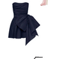 Fashion satin short prom dress, dark navy homecoming dress       S2977