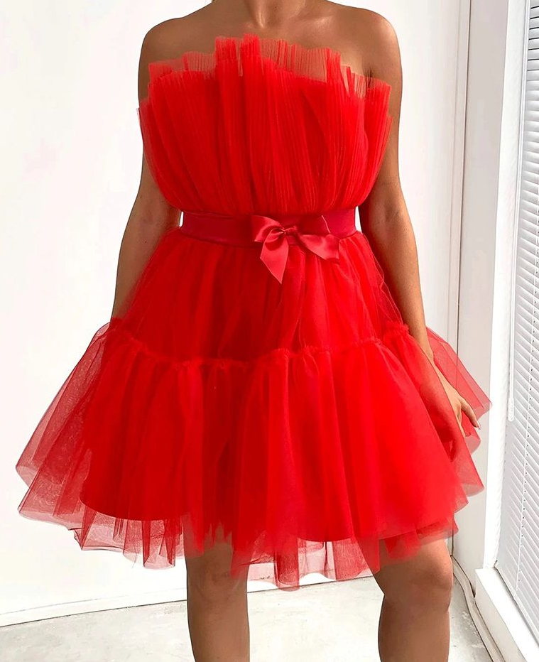 Red Cocktail Dresses A-Line Homecoming Dresses    S2048