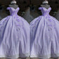 Lavender Ball Gown Off The Shoulder Prom Dress With 3D Flowers    S603