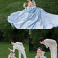 Sky Blue Elegant Bridal Gown Lace Up Back Long Vintage Bride Dress         S6491