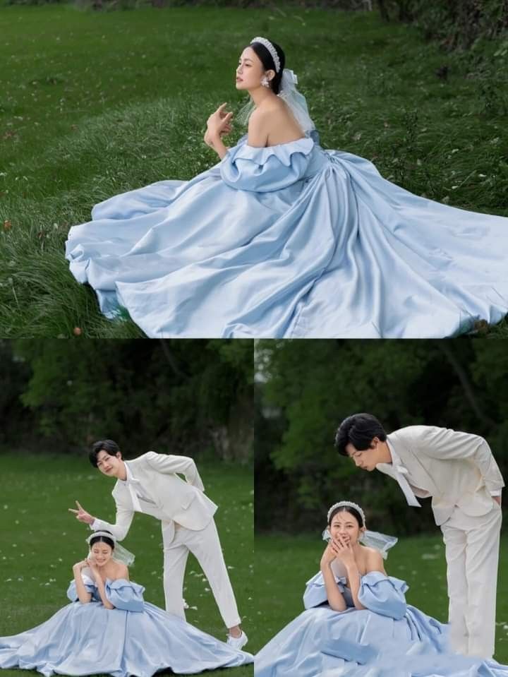 Sky Blue Elegant Bridal Gown Lace Up Back Long Vintage Bride Dress         S6491