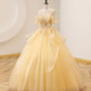 Yellow Ball Gown Beaded Sweet 16 Dress, Yellow Long Prom Dress Formal Dress     S6356